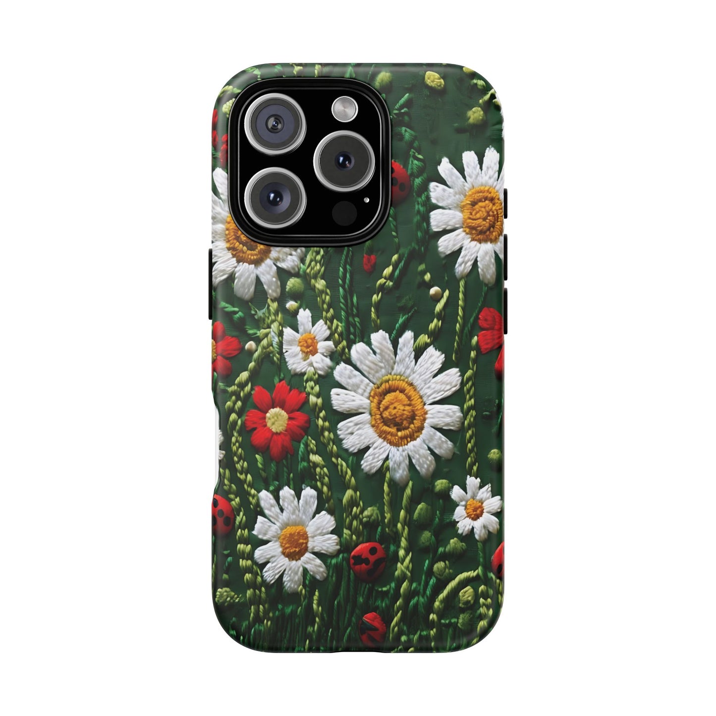 Knitted Pattern With Diamonds And Festive Motifs On Navy phone case design.
