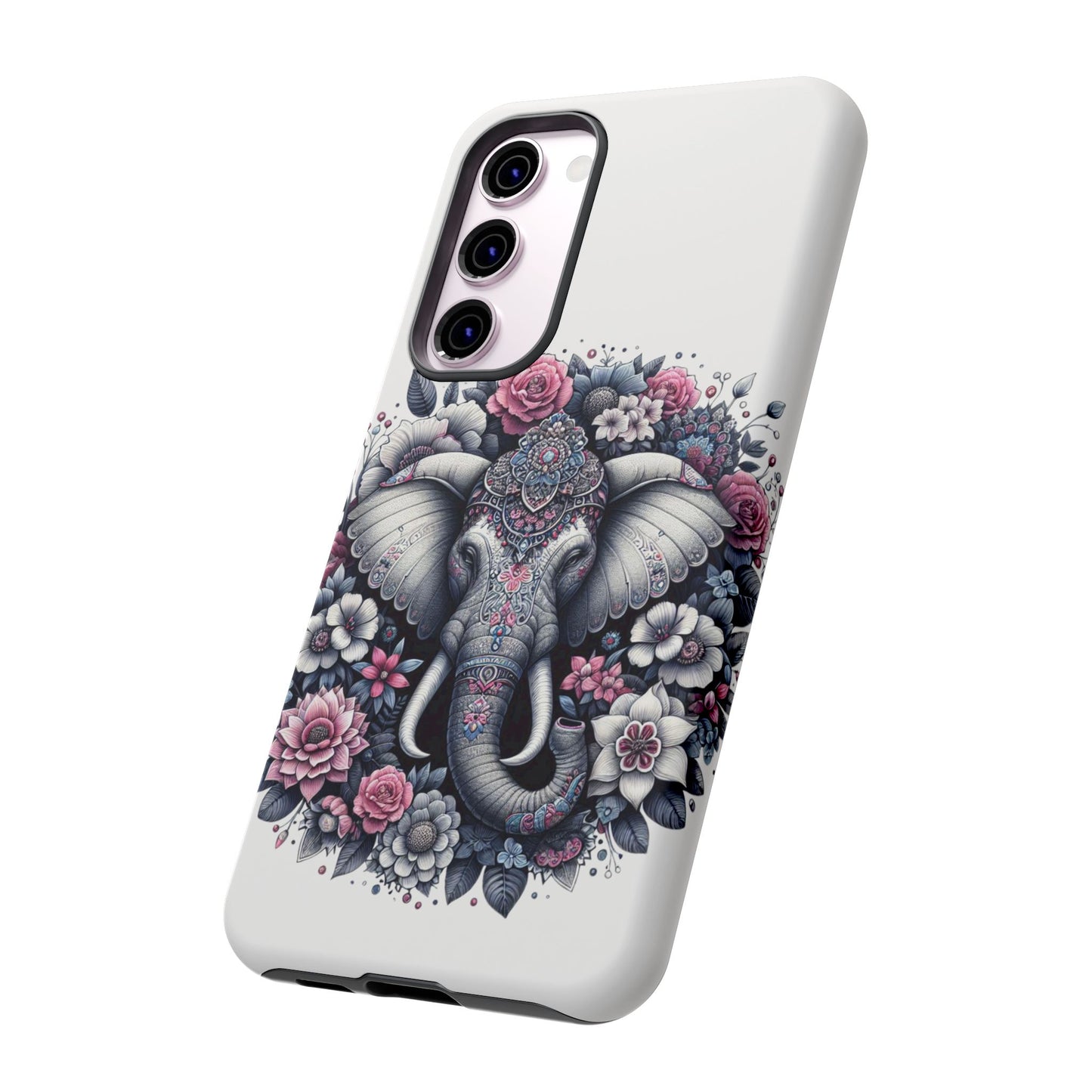 Ornate Floral Elephant Mobile Cover – Elegant Bohemian Art