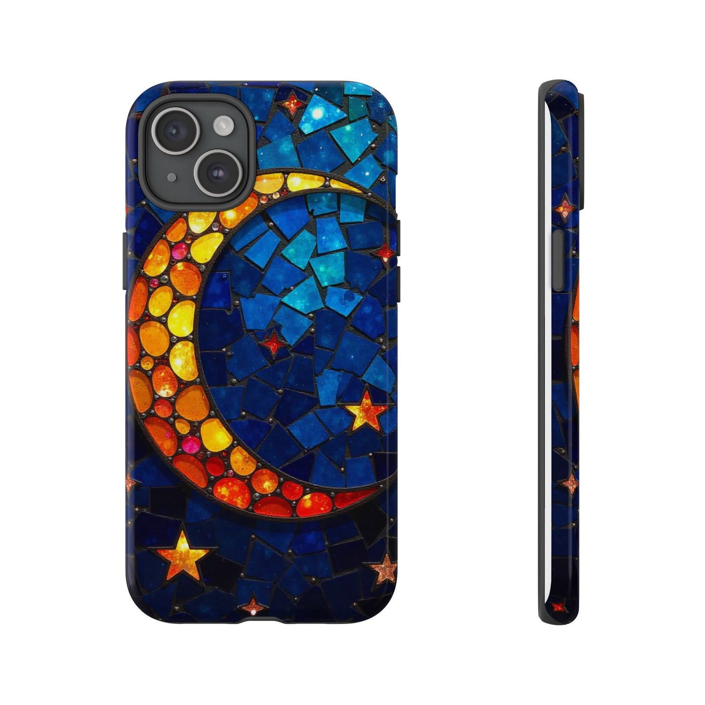 Lunar Glow: Vibrant Moon and Starry Night