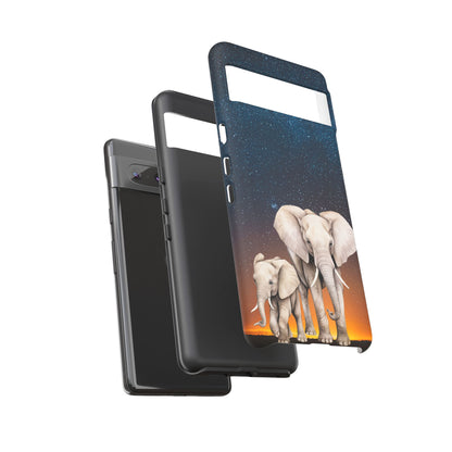 Starry Safari Elephant Family Mobile Cover – Cosmic Wildlife Aesthetic