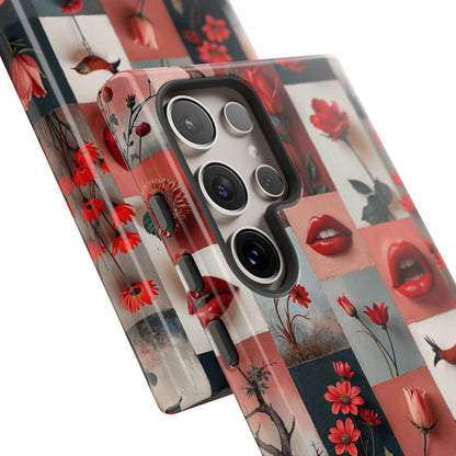 Red Flowers & Lips Collage Phone Case