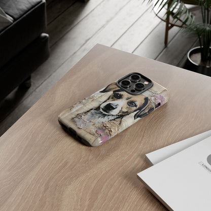 Vintage Collage Dog Portrait Mobile Cover – Artistic Mixed Media Design