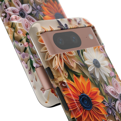 Intricate Quilled Floral Artwork In Vibrant Colors phone case design.