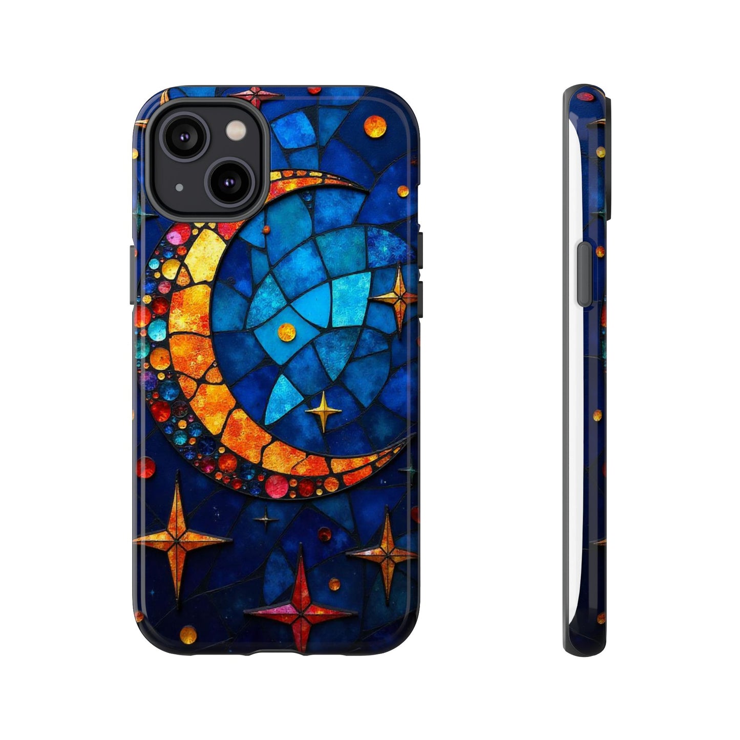 Celestial Crescent: Moon and Stars in Color