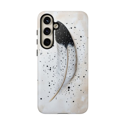 Elegant Owl Feather Phone Case – Black & White for iPhone, Samsung & Google Pixel