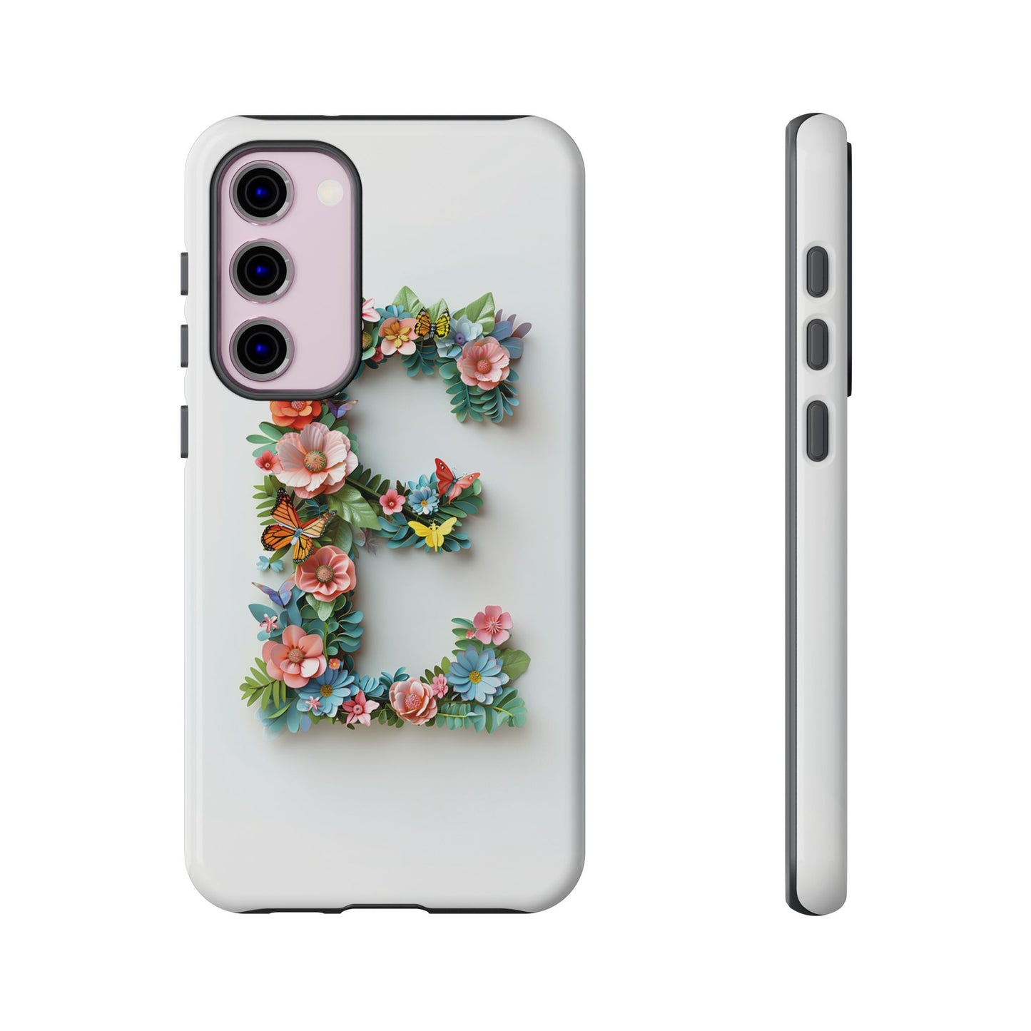 Floral Letter E Phone Case – Personalized Aesthetic Cover for iPhone, Samsung & Google Pixel