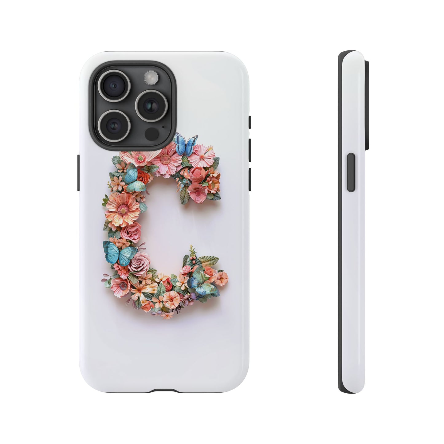 Floral Letter C Phone Case – Personalized Aesthetic Cover for iPhone, Samsung & Google Pixel