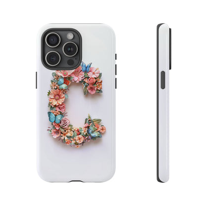 Floral Letter C Phone Case – Personalized Aesthetic Cover for iPhone, Samsung & Google Pixel
