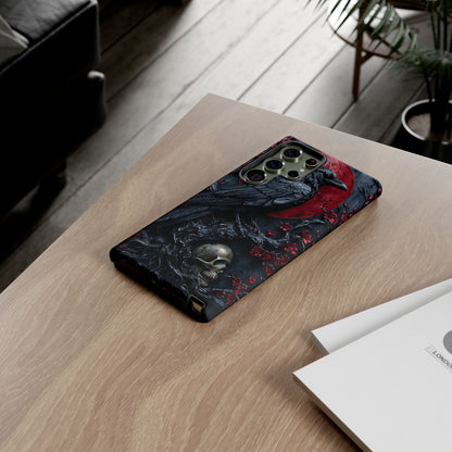 Gothic Sculpture Of Raven On Charcoal Tree Branch phone case design