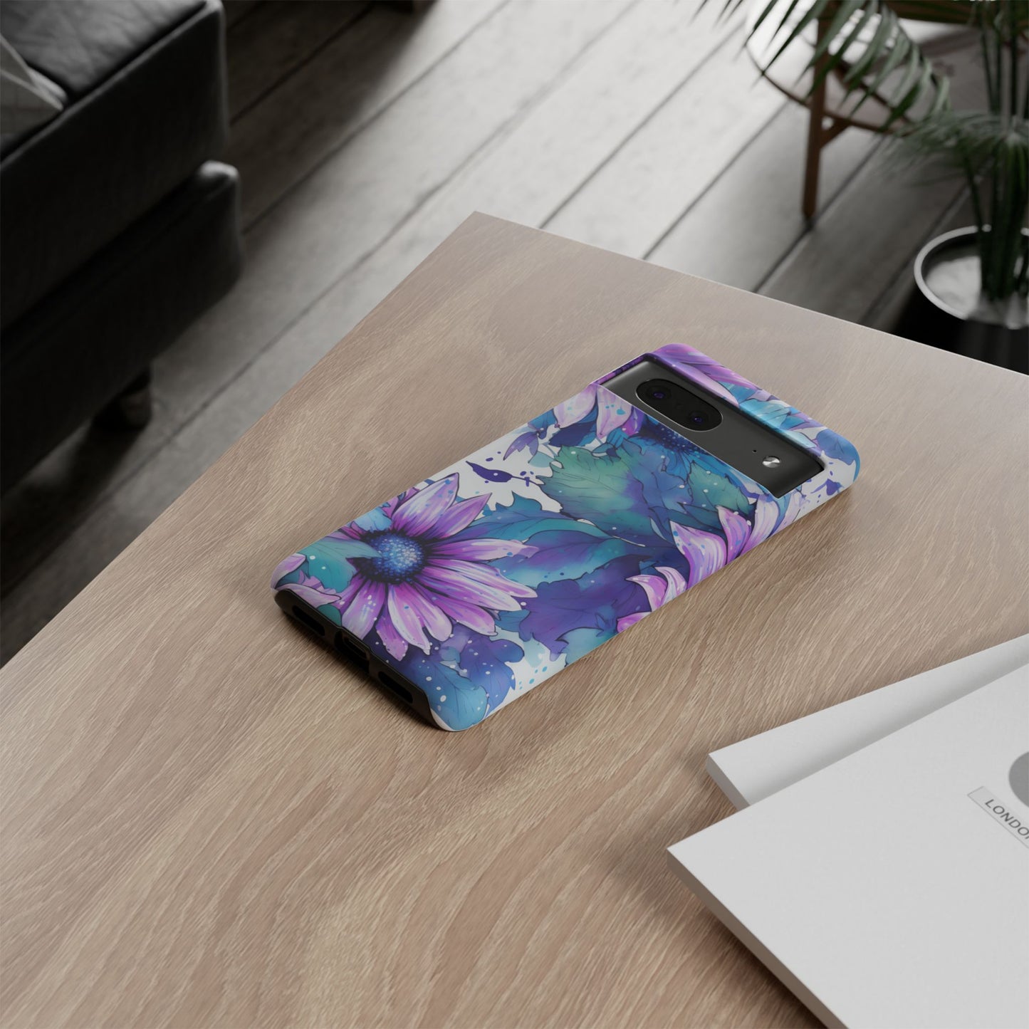 Dreamy Blue & Purple Floral Watercolor Mobile Case