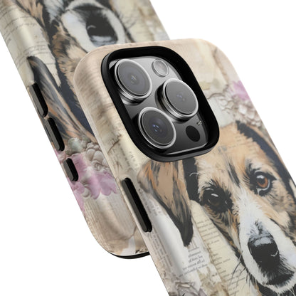 Vintage Collage Dog Portrait Mobile Cover – Artistic Mixed Media Design