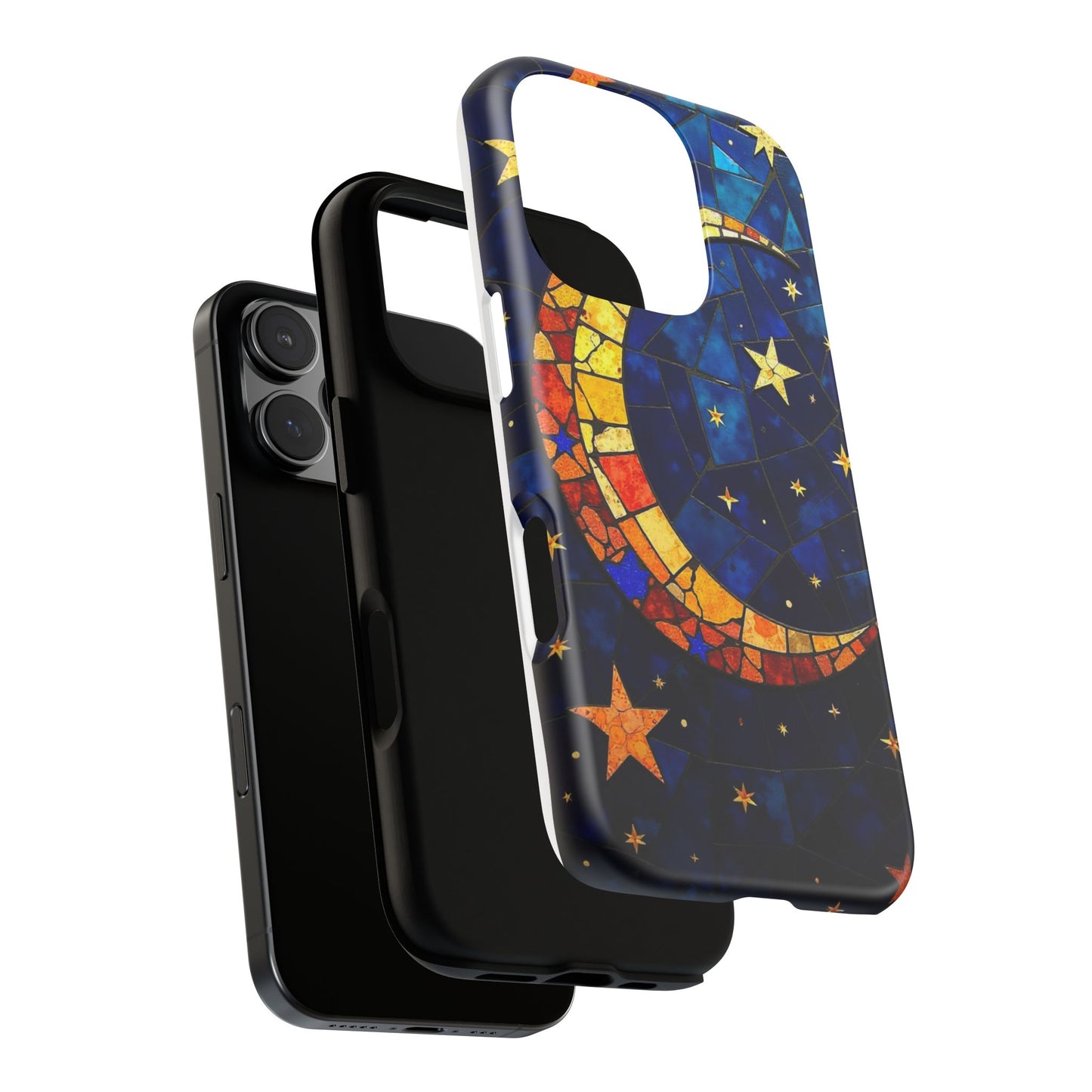Celestial Crescent: Vibrant Moon and Stars Phone Case