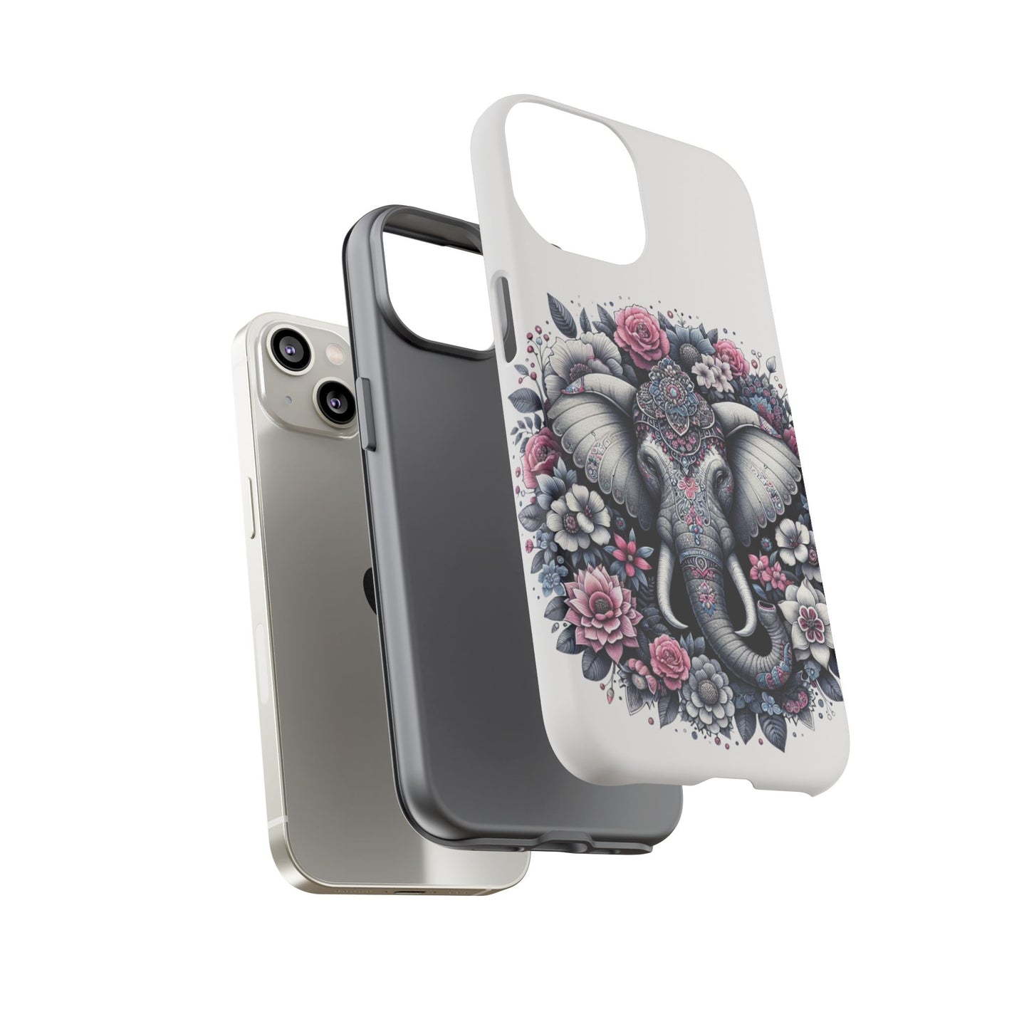 Ornate Floral Elephant Mobile Cover – Elegant Bohemian Art
