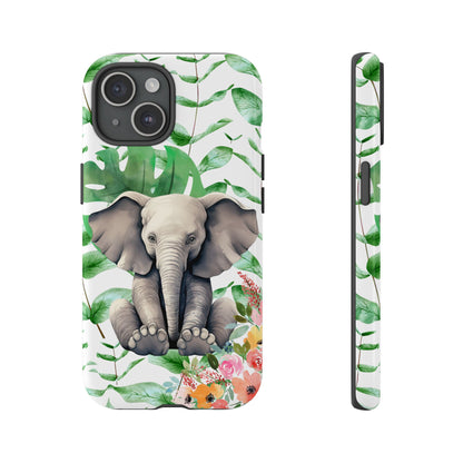 Cute Baby Elephant Mobile Cover – Floral & Tropical Aesthetic