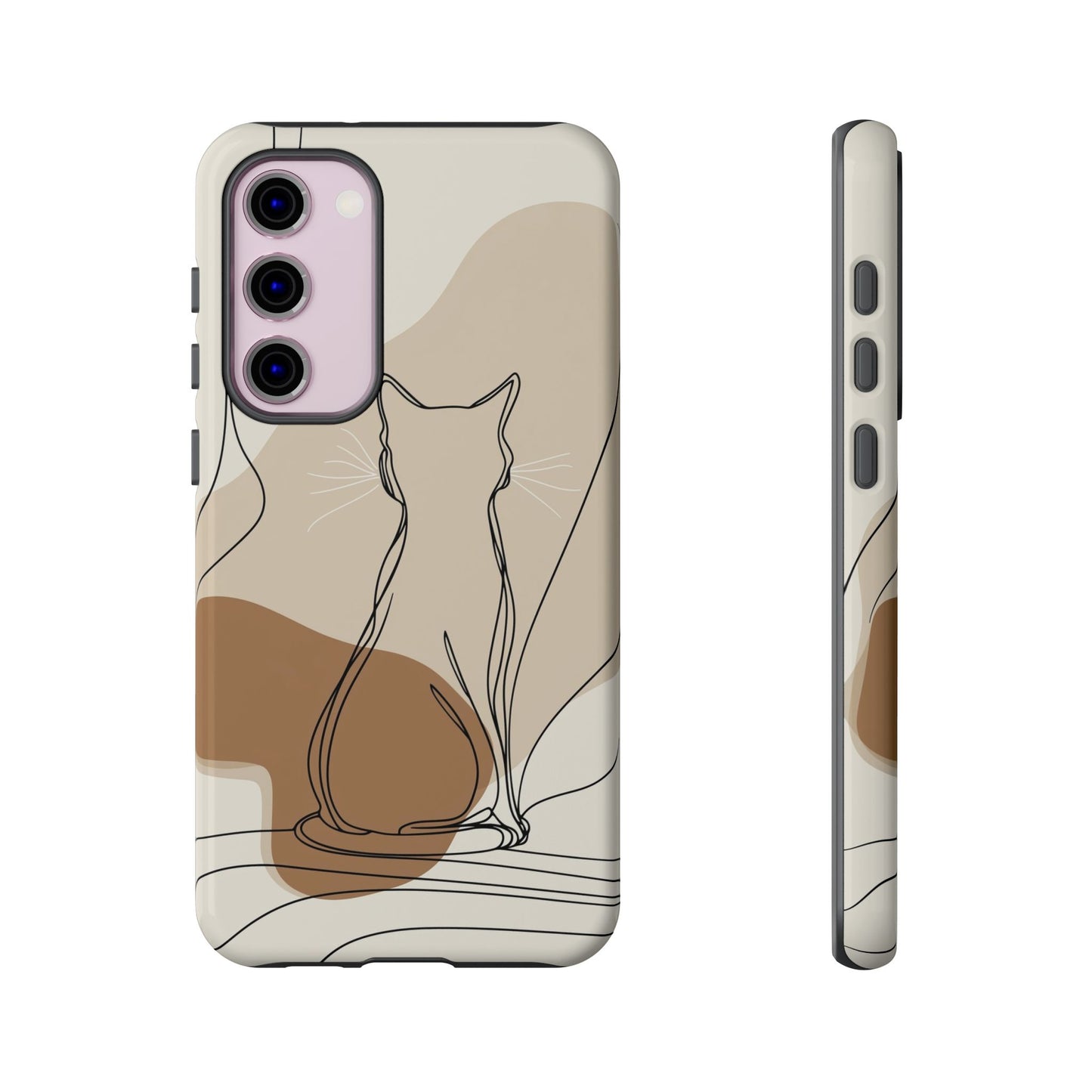 Minimalist Cat Silhouette: Elegant Line Art Phone Case for iPhone, Samsung & Pixel