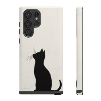 Silent Gaze: Minimalist Black Cat  Phone Case for iPhone, Samsung & Pixel