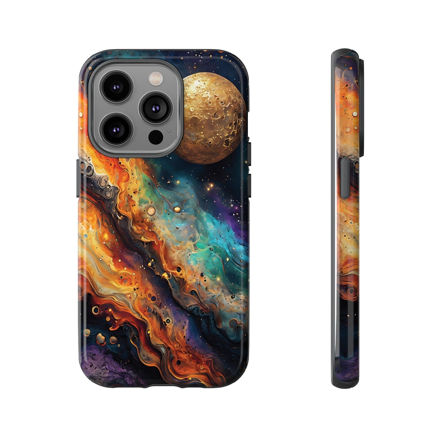 Cosmic Abstract Artwork With Dynamic Swirling Fluid Patterns phone case design.