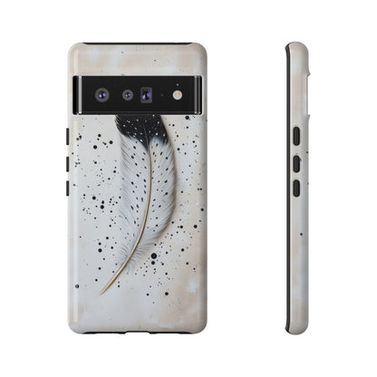 Elegant Owl Feather Phone Case – Black & White for iPhone, Samsung & Google Pixel