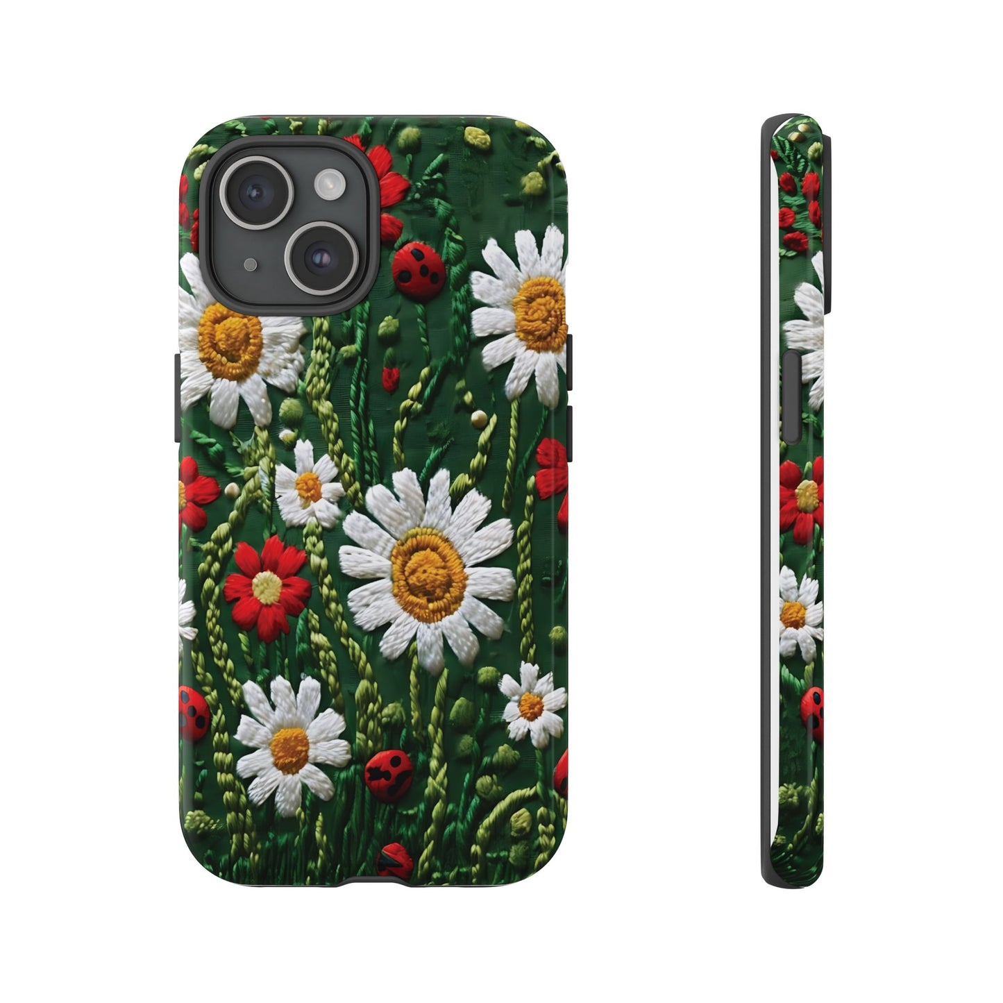 Knitted Pattern With Diamonds And Festive Motifs On Navy phone case design.
