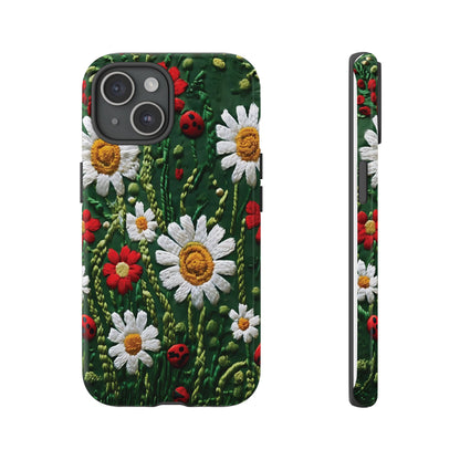 Knitted Pattern With Diamonds And Festive Motifs On Navy phone case design.