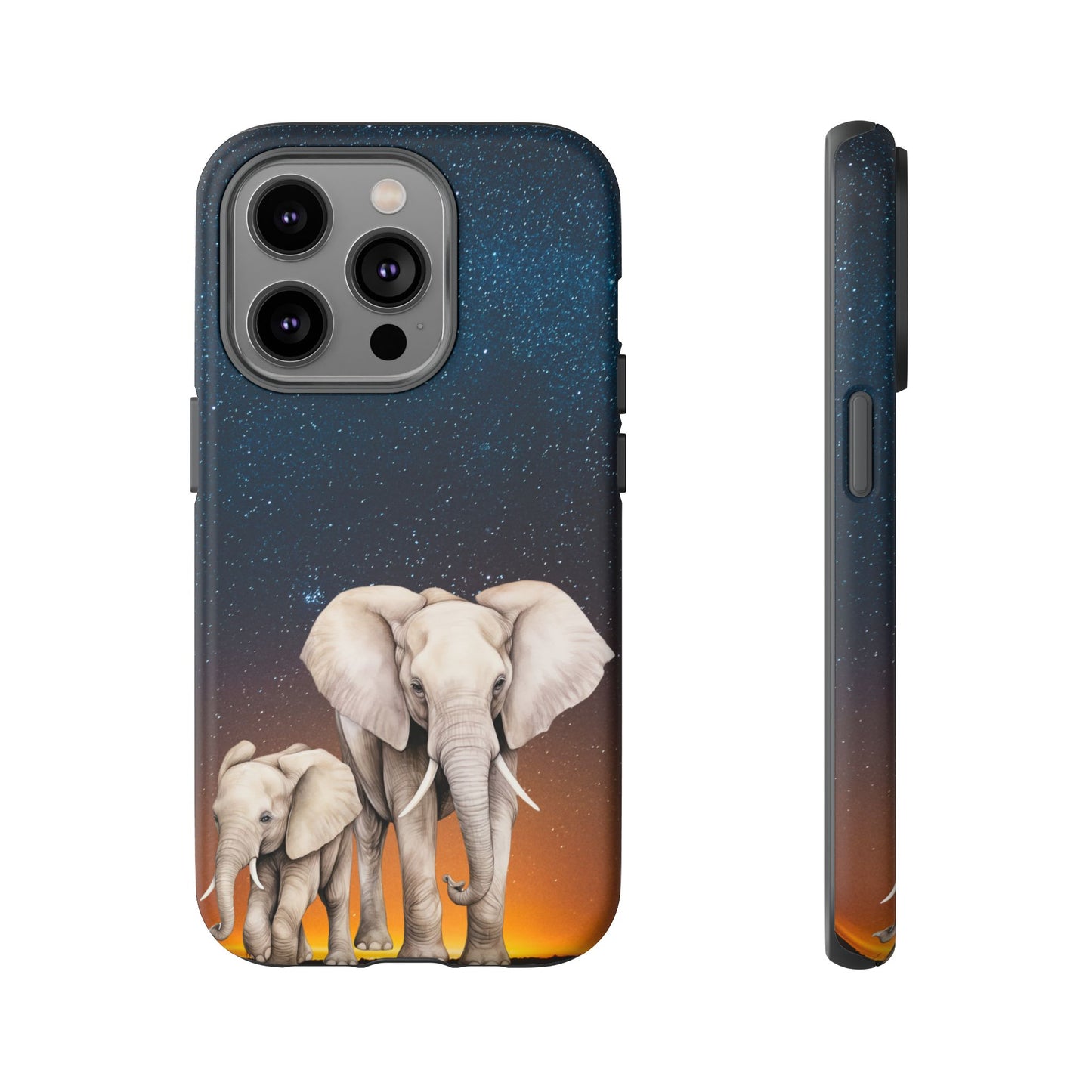 Starry Safari Elephant Family Mobile Cover – Cosmic Wildlife Aesthetic