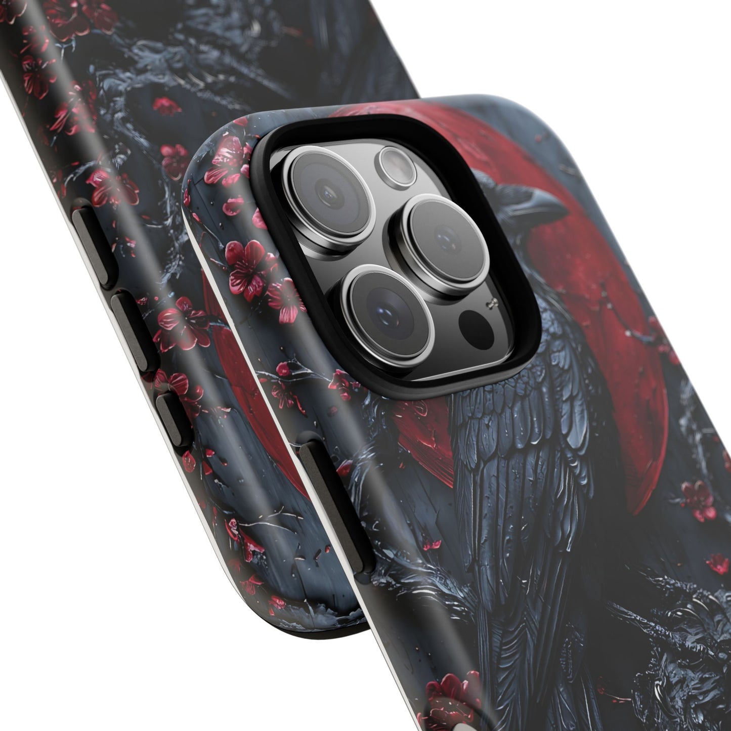 Gothic Sculpture Of Raven On Charcoal Tree Branch phone case design
