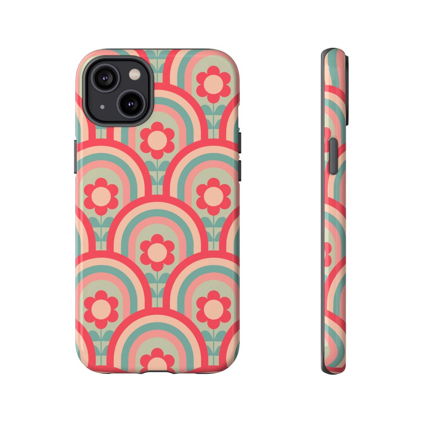 Retro Floral Rainbow Phone Case – Vintage Aesthetic for iPhone, Samsung & Google Pixel