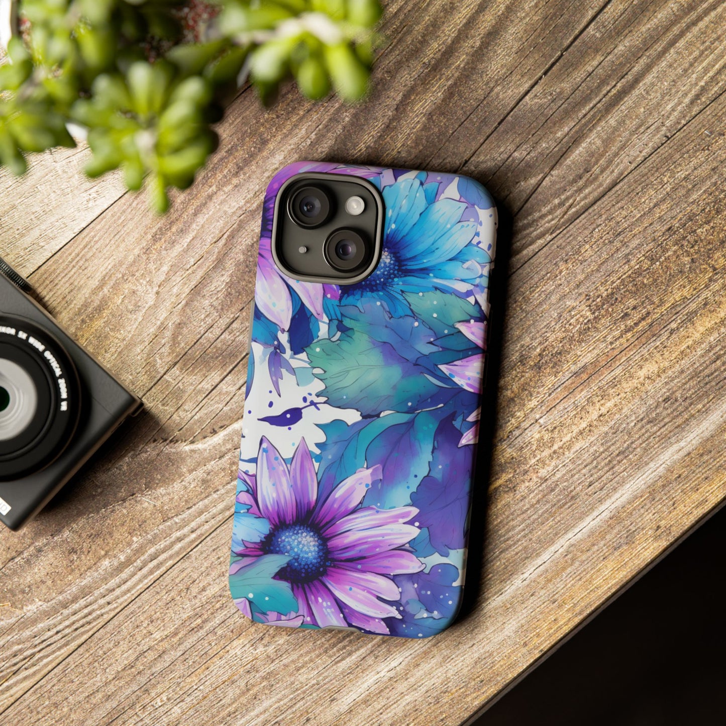 Dreamy Blue & Purple Floral Watercolor Mobile Case
