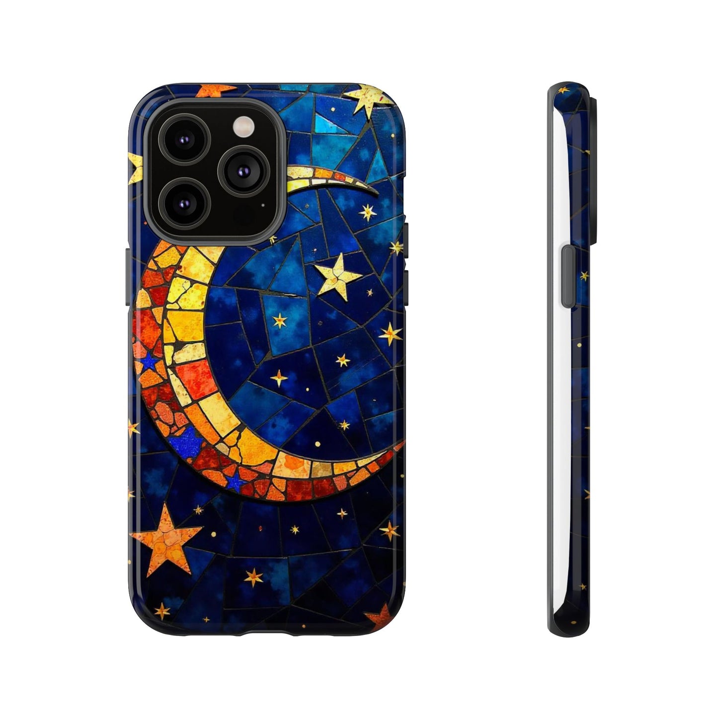 Celestial Crescent: Vibrant Moon and Stars Phone Case