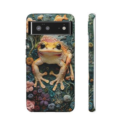Intricate 3D Felt Artwork of Underwater Ecosystem with Frog phone case design.