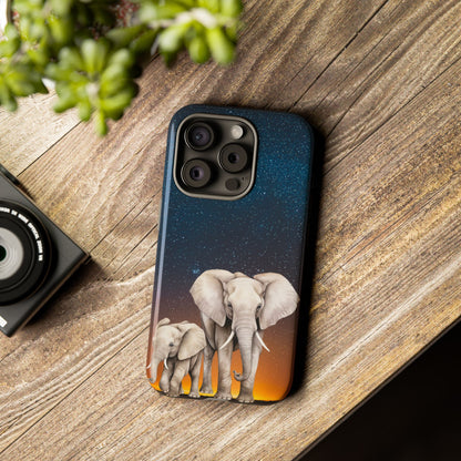 Starry Safari Elephant Family Mobile Cover – Cosmic Wildlife Aesthetic