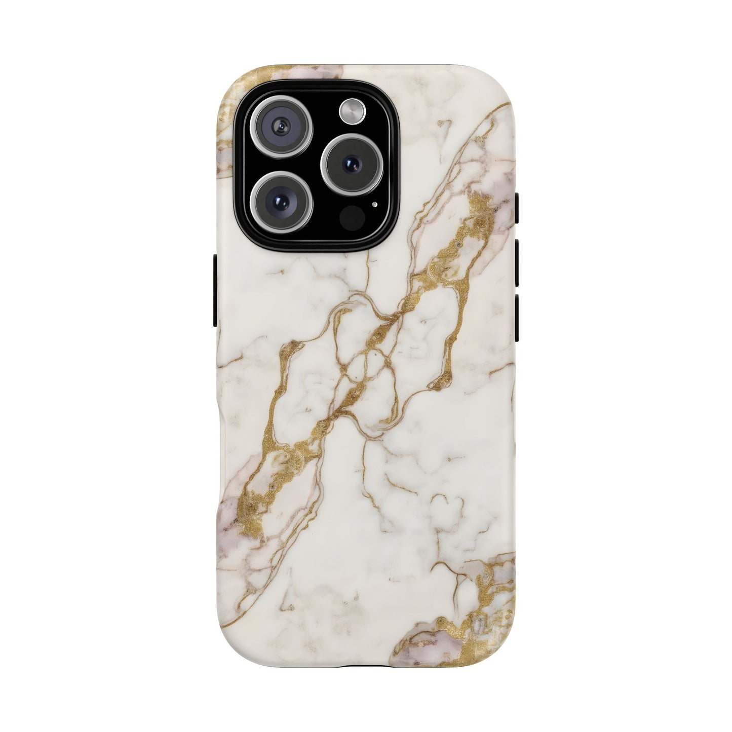 Elegant White and Gold Marble Case Design