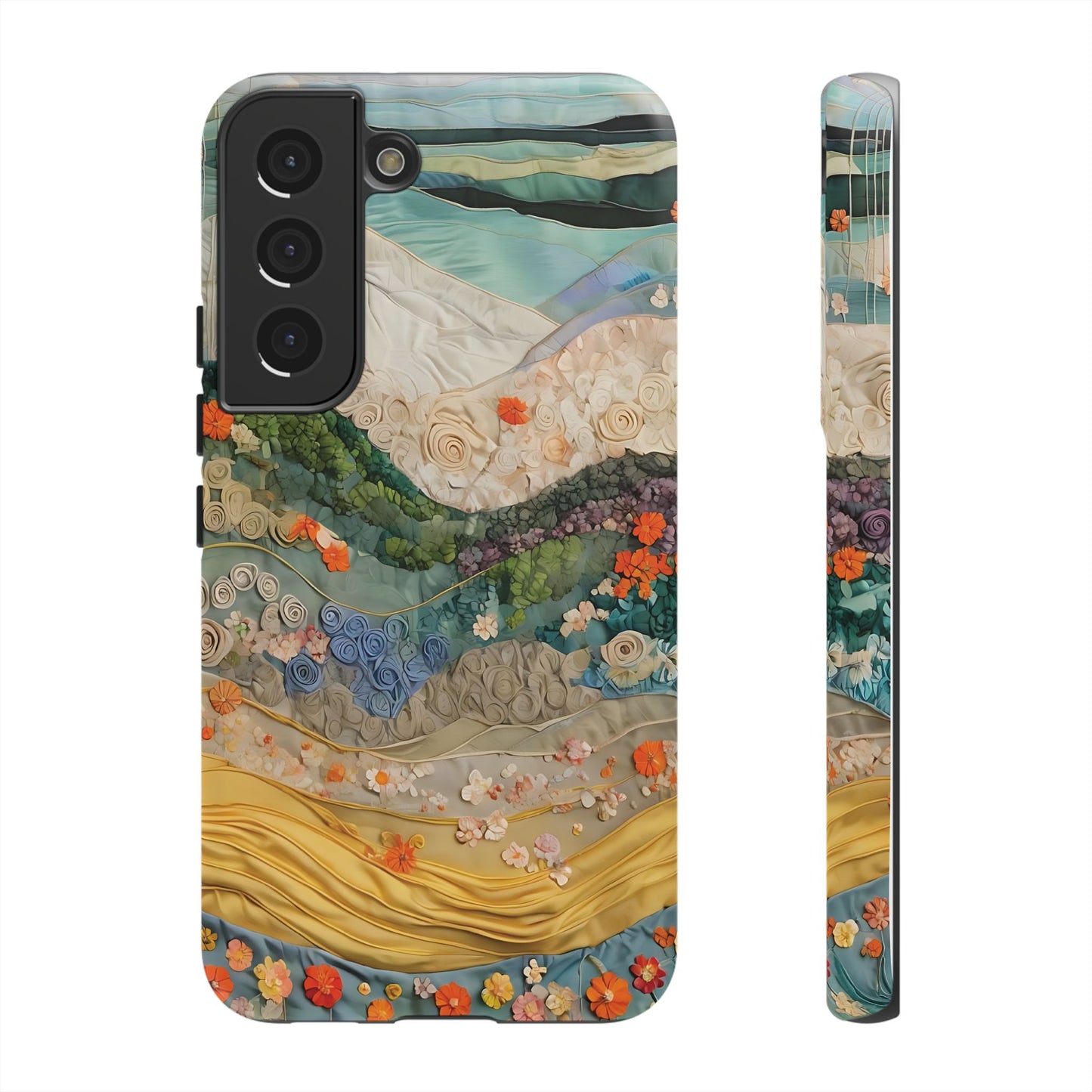 Intricate Textile Art Piece Showcasing Vibrant Layers And Colors phone case design.