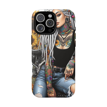 Sunflower Biker Queen – Bohemian Tattooed Rebel Mobile Cover
