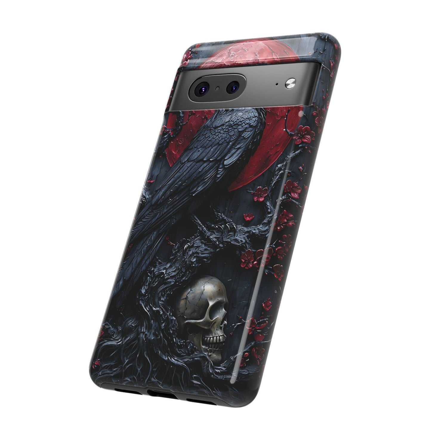 Gothic Sculpture Of Raven On Charcoal Tree Branch phone case design