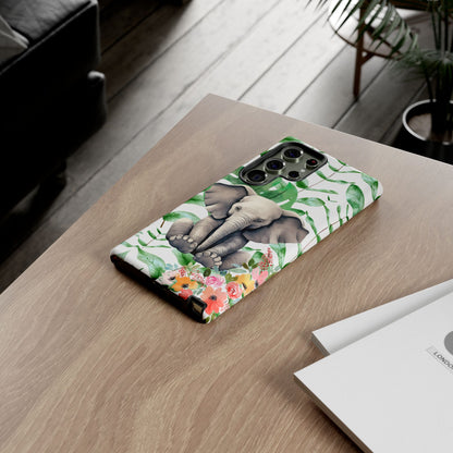Cute Baby Elephant Mobile Cover – Floral & Tropical Aesthetic
