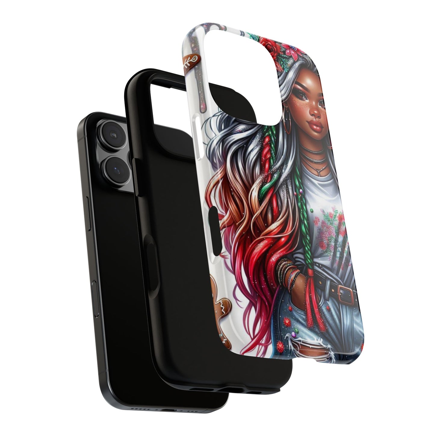 Festive Boho Queen – Holiday Glow & Candy Cane Braids Mobile Cover