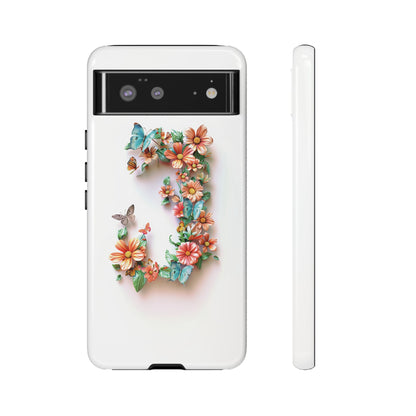 Floral Letter J Phone Case – Personalized Aesthetic Cover for iPhone, Samsung & Google Pixel