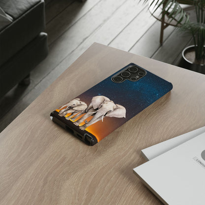 Starry Safari Elephant Family Mobile Cover – Cosmic Wildlife Aesthetic