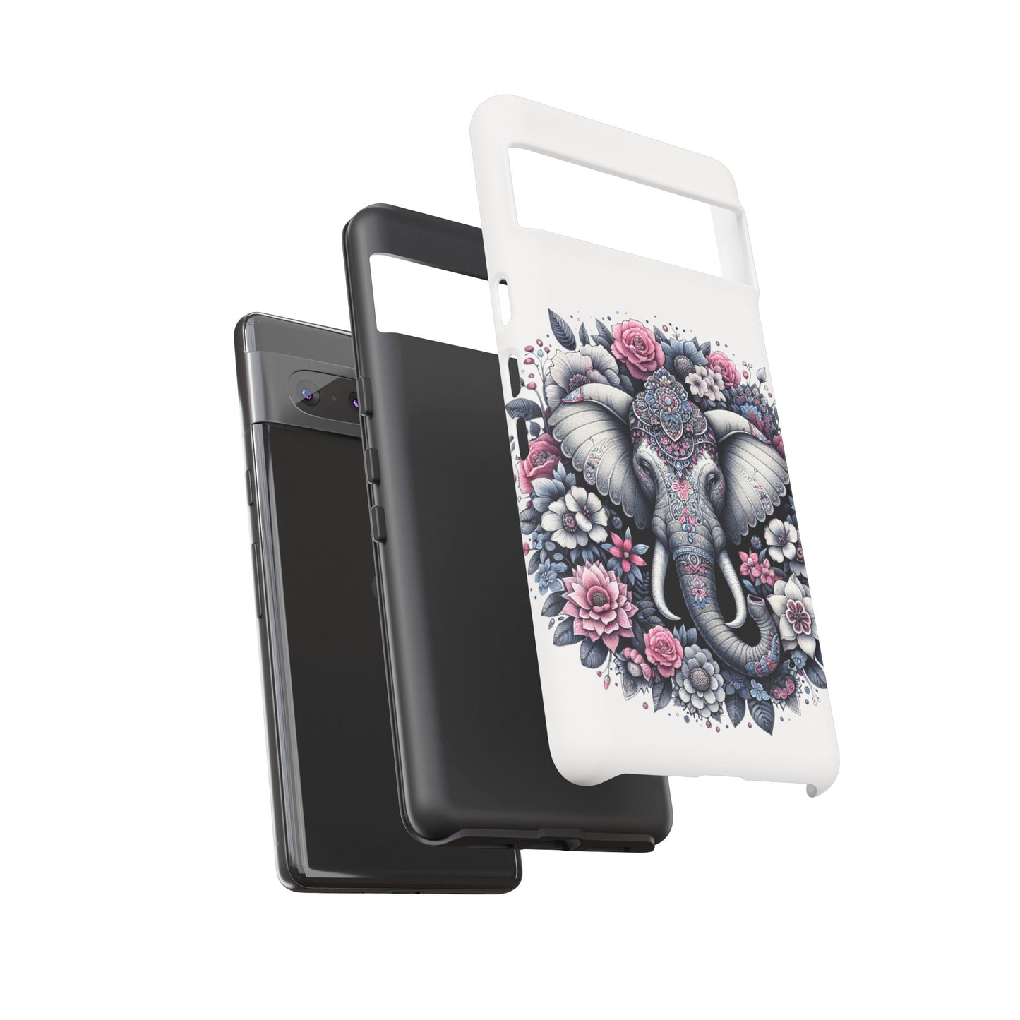 Ornate Floral Elephant Mobile Cover – Elegant Bohemian Art