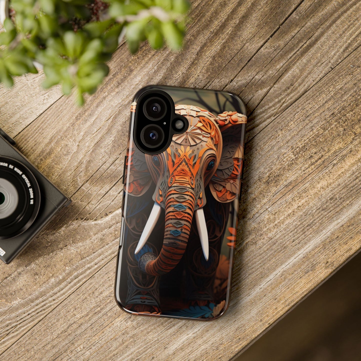Elegant Artistic Elephant Mobile Cover – Intricate Paper-Cut Design