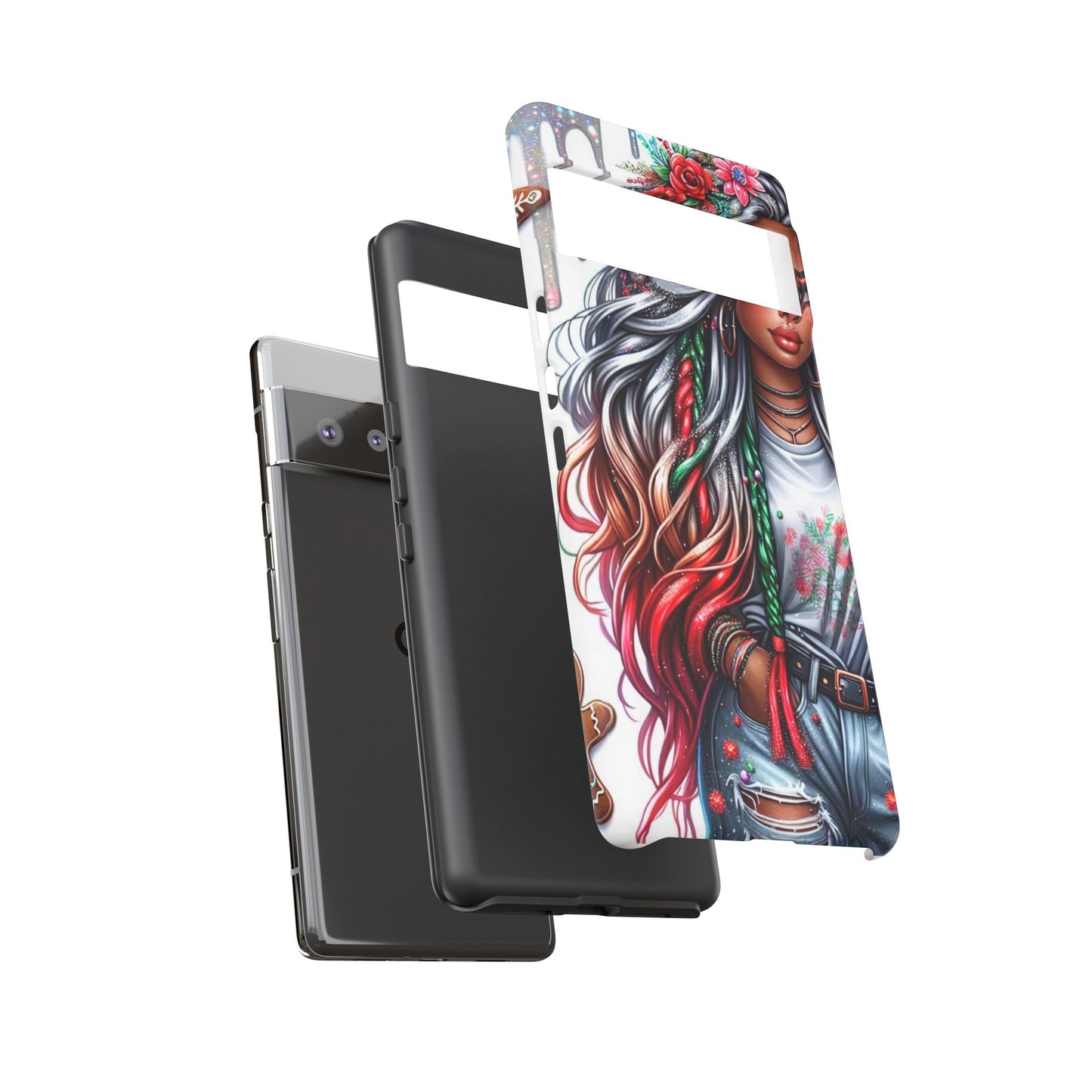 Festive Boho Queen – Holiday Glow & Candy Cane Braids Mobile Cover