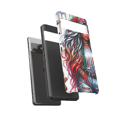 Festive Boho Queen – Holiday Glow & Candy Cane Braids Mobile Cover