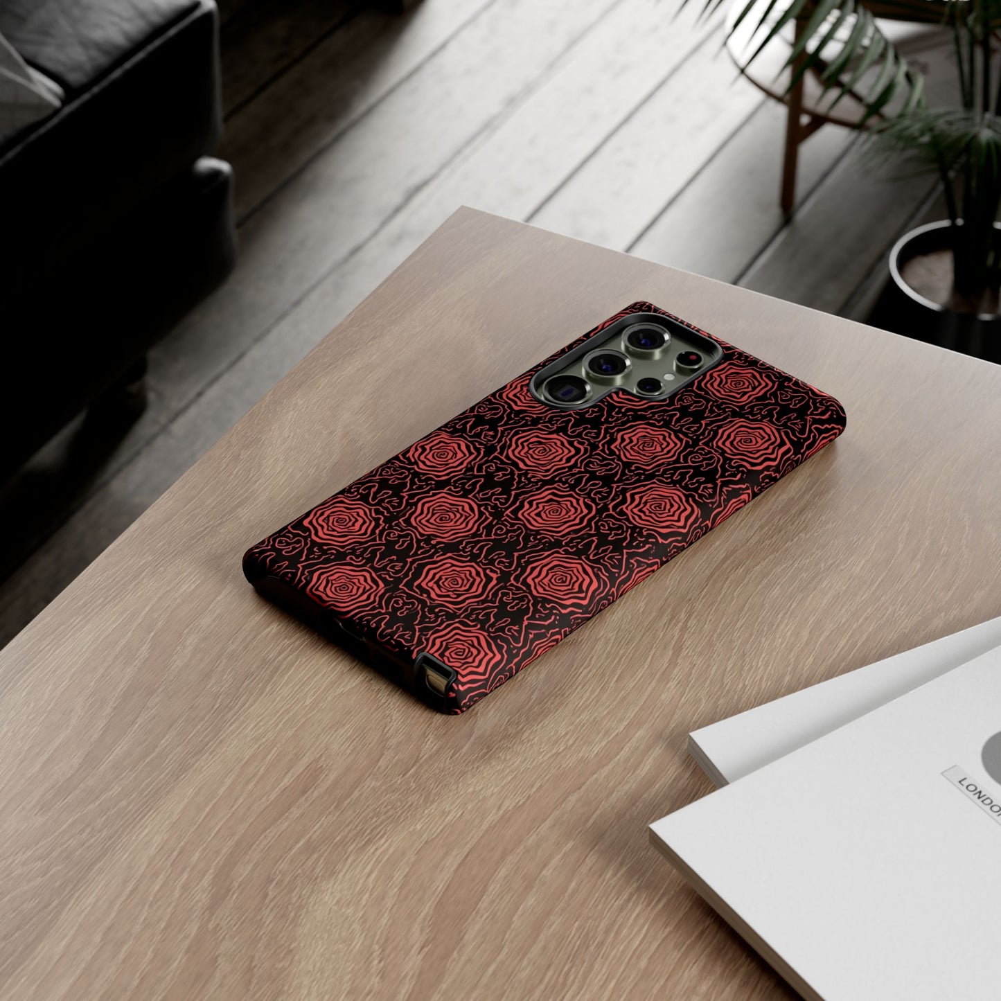 Red roses abstract geometric seamless pattern design