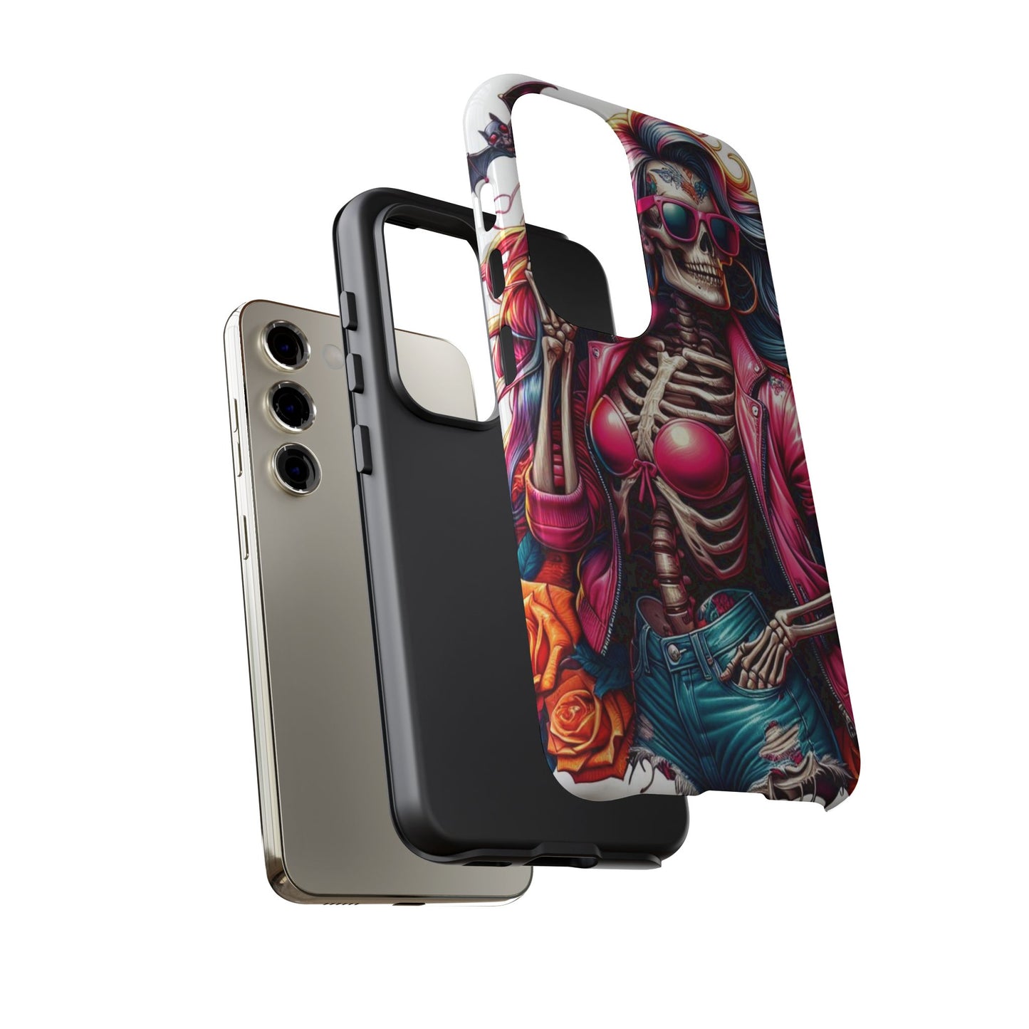 Neon Bones – Retro Skeleton & Vibrant Punk Aesthetic Mobile Cover