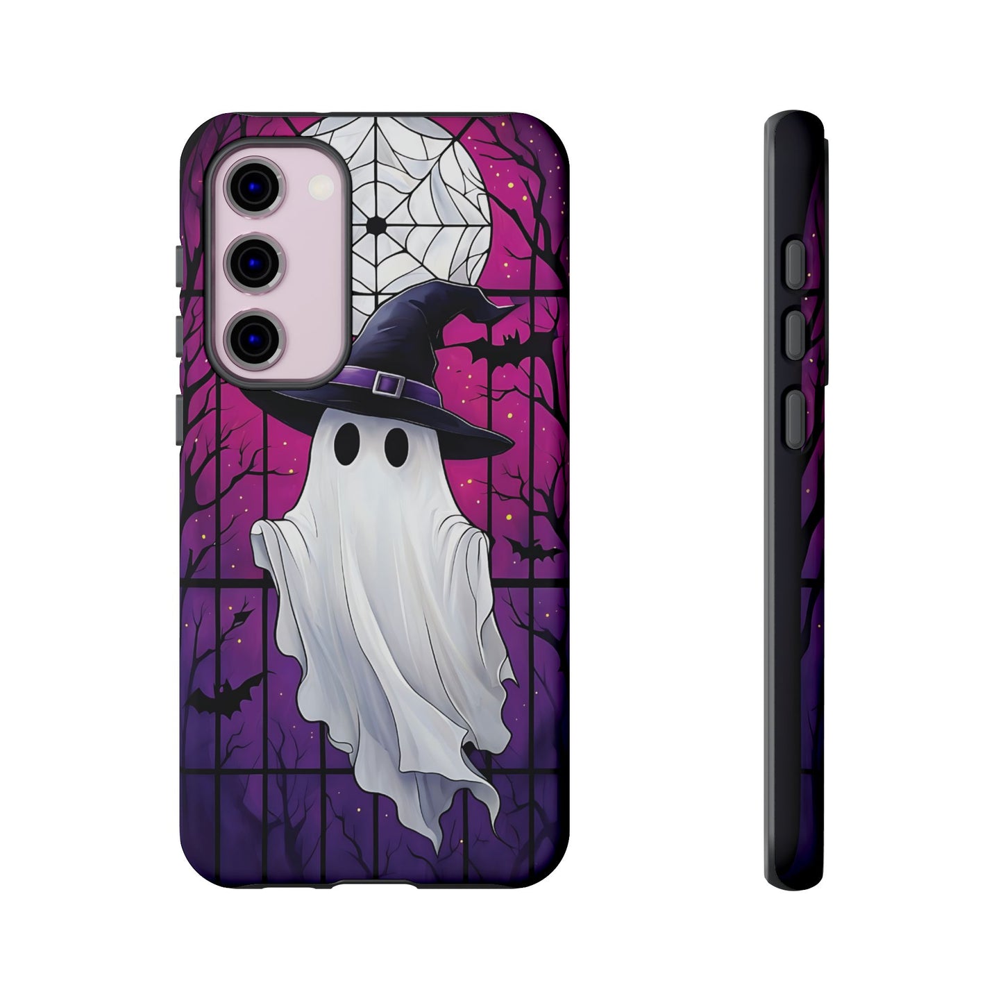 Stylized Halloween Illustration of a Ghost in Stained Glass  phone case design.