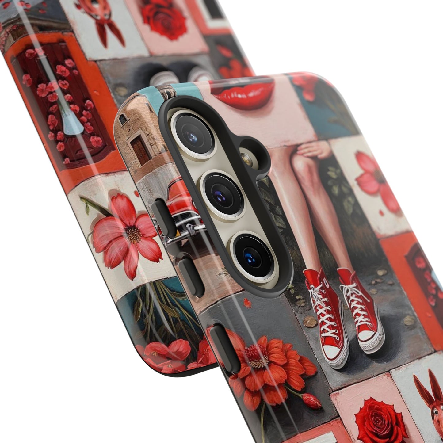 Red Sneakers & Roses Collage Phone Case