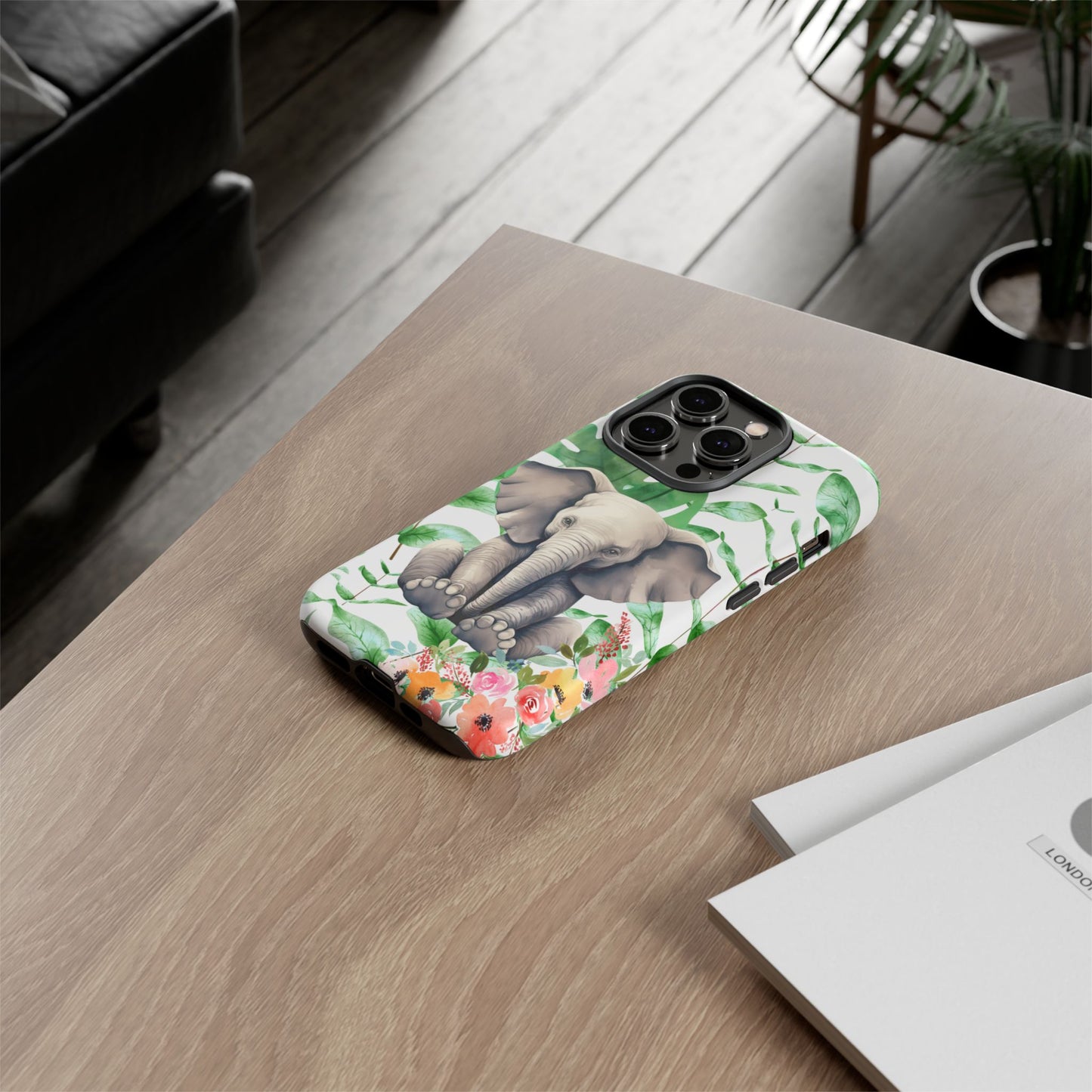 Cute Baby Elephant Mobile Cover – Floral & Tropical Aesthetic