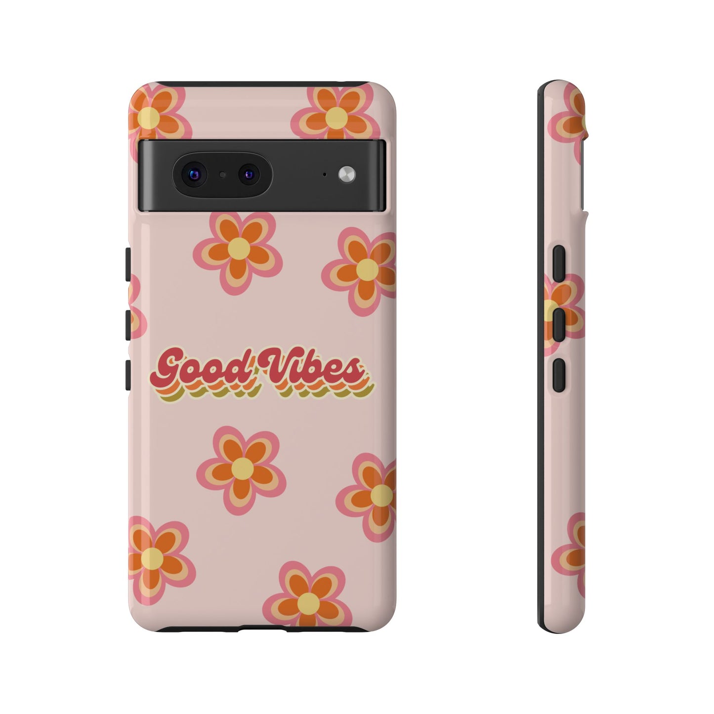 Retro Floral "Good Vibes" Phone Case – Vintage Aesthetic for iPhone, Samsung & Google Pixel