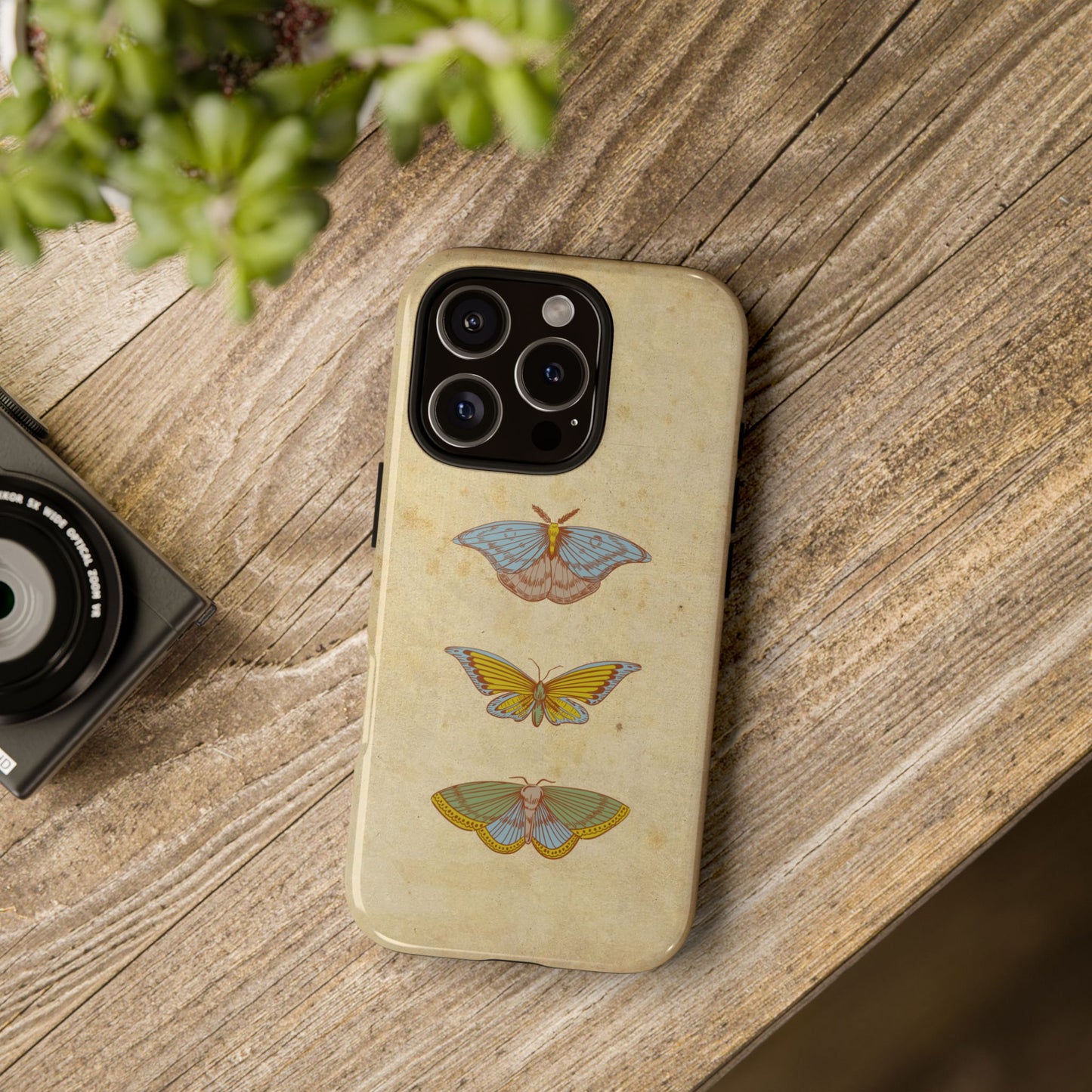 Minimal Vintage Butterfly Phone Case – Aesthetic Beige Background for iPhone, Samsung & Pixel
